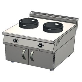Csa İnox Karacasan 900 Seri Dolaplı 80 cm 2 Gözlü Tüplü Wok Ocak