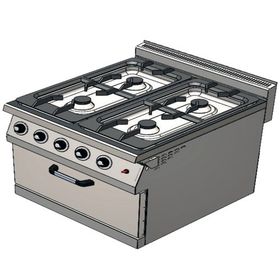 Csa İnox Karacasan 900 Seri Dolaplı 80 cm 4 Gözlü Doğalgazlı Kuzineli Ocak