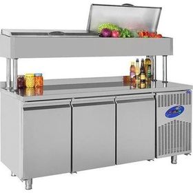 CSA Karacasan 474 lt Üç Kapılı 700'lük 430 Çelik Yükseltilmiş Makeup Buzdolabı