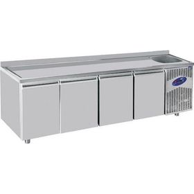 CSA Karacasan 550 lt Dört Kapılı 600'lük 304 Çelik Tezgah Tipi Evyeli Derin Dondurucu