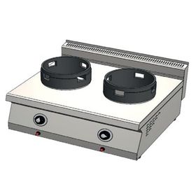 CSA Karacasan 80 cm 700 Seri Set Üstü Çift Gözlü Doğalgazlı Wok Ocak
