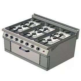 CSA Karacasan 900 Seri Dolaplı 120 cm 6 Gözlü Doğalgazlı Kuzineli Ocak