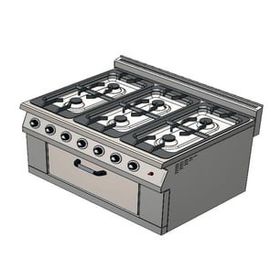 CSA Karacasan 900 Seri Dolaplı 120 cm 6 Gözlü Doğalgazlı Kuzineli Ocak