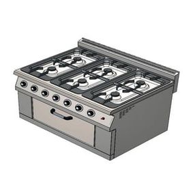 CSA Karacasan 900 Seri Dolaplı 120 cm 6 Gözlü Tüplü Kuzineli Ocak