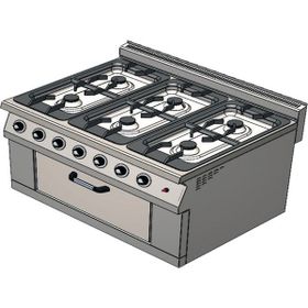 CSA Karacasan 900 Seri Dolaplı 120 cm 6 Gözlü Tüplü Kuzineli Ocak