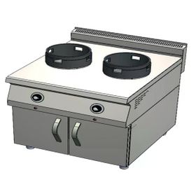 CSA Karacasan 900 Seri Dolaplı 80 cm 2 Gözlü Doğalgazlı Wok Ocak