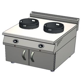 CSA Karacasan 900 Seri Dolaplı 80 cm 2 Gözlü Doğalgazlı Wok Ocak