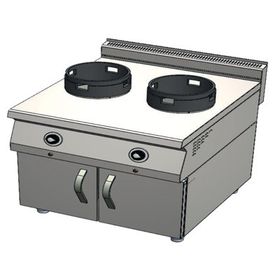 CSA Karacasan 900 Seri Dolaplı 80 cm 2 Gözlü Doğalgazlı Wok Ocak