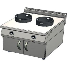 CSA Karacasan 900 Seri Dolaplı 80 cm 2 Gözlü Tüplü Wok Ocak