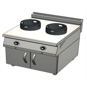 CSA Karacasan 900 Seri Dolaplı 80 cm 2 Gözlü Tüplü Wok Ocak