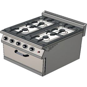 CSA Karacasan 900 Seri Dolaplı 80 cm 4 Gözlü Tüplü Kuzineli Ocak