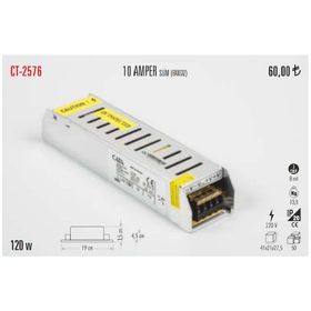 CT 2576 10 Amper Slim Kasa Fansız Şerit Led Trafosu 120W Cata