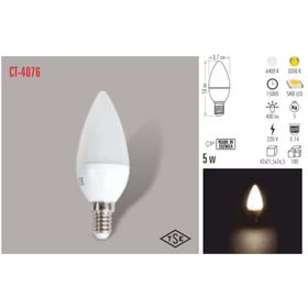 CT-4076 5W/2700K E14 LEDLİ BUJİ AMPUL (GÜNIŞIĞI) CATA