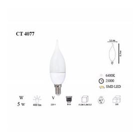 CT-4077 5W/3200K LEDLİ KIVRIK BUJİ AMPUL (GÜNIŞIĞI) CATA