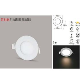 CT-5144 3W/3000K ALM. PANEL LED ARMATÜR(GÜNIŞIĞI) CATA