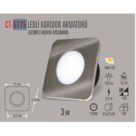 CT-5175 3W/6400K LEDLİ KORİDOR ARMATÜR (BEYAZ)CATA