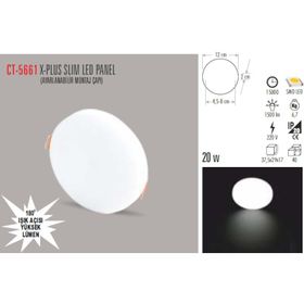 CT-5661 15W/6000K X-PLUS SLIM LED PANEL (BEYAZ)CATA