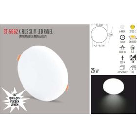 CT-5662 22W/6000K X-PLUS SLIM LED PANEL(BEYAZ) CATA