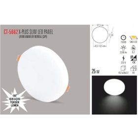 CT-5662 22W/6000K X-PLUS SLIM LED PANEL(BEYAZ) CATA