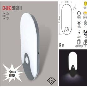 CT-7093 12W/4000K Sıva Üstü Sensörlü LED Armatür Cata - 3000K - Günışığı