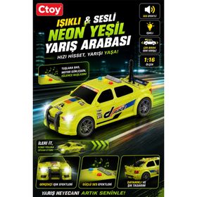 Ctoy Işıklı ve Sesli Neon Yeşil Yarış Arabası