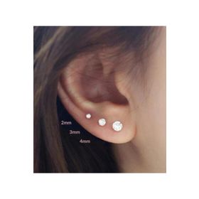 Cubic Zirkon 925 Ayar 6 Mm 1 Çift Gümüş Tektaş Çivi Küpe