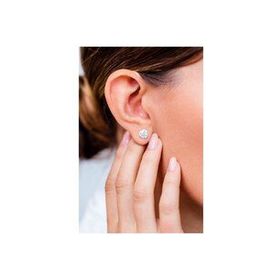 Cubic Zirkon 925 Ayar 6 Mm 1 Çift Gümüş Tektaş Çivi Küpe