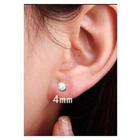 Cubic Zirkon 925 Ayar 6 Mm 1 Çift Gümüş Tektaş Çivi Küpe