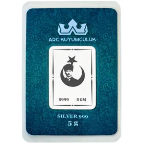 Cumhuriyetin Ve Özgürlüğün Simgesi Olan Atatürk Temalı Hediyeye Özel 5 Gr 999 Ayar Gümüş Külçe