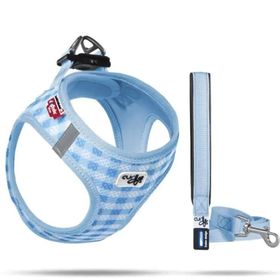 Curli Vest Air Mesh Mavi Ekose 26-30 cm Köpek Göğüs Tasması