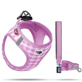 Curli Vest Air Mesh Pembe Ekose 26-30 cm Köpek Göğüs Tasması