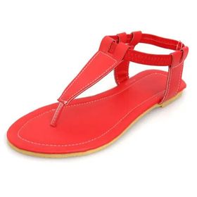 CuteFlats Kırmızı Tokalı Yazlık Parmak Arası Kadın Sandalet