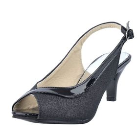 CuteFlats Kitten Burnu Açık Siyah Topuklu Kadın Sandalet