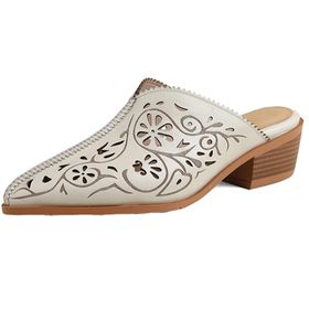 Cuteheels Slip-On Bej Orta Topuklu Sırtı Açık Kadın Terlik