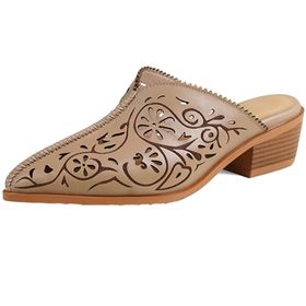 Cuteheels Slip-On Kayısı Orta Topuklu Sırtı Açık Kadın Terlik