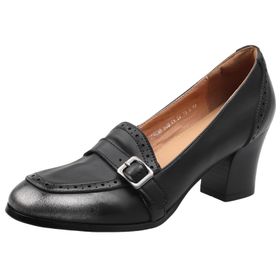 Cuteheels Vintage Gümüş Kadın Kalın Topuklu Ayakkabı