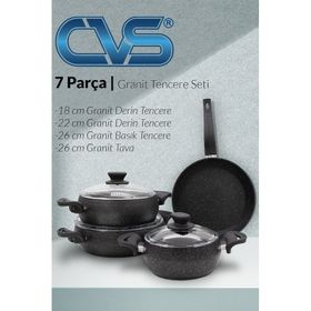 CVS 7 Parça Mastercook Tombik Granit Tencere Seti