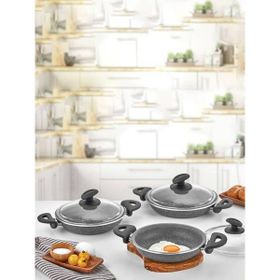CVS DN-20000 Gri 6 Parça Kapaklı Granit Sahan Seti