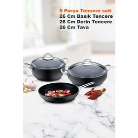 CVS DN 20025 5 Parça Döküm Granit Güveç Tencere Seti