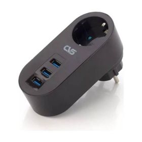 CVS DN 9204 3 USB Siyah Akım Korumalı Tekli Priz