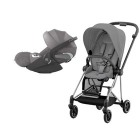 Cybex Mios Chrome Black Mirage Grey+Cloud T L Plus+Adaptör 3'lü Seyahat Sistem Gri Bebek Arabası Seti