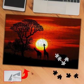 D116A Kızıl Gökyüzü Altında Zürafa 240 Parça Puzzle Yapboz Tablo