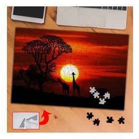 D116A Kızıl Gökyüzü Altında Zürafa 240 Parça Puzzle Yapboz Tablo