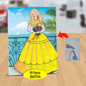D27C Prenses Elbiseli Güzel Kız 99 Parça Puzzle Yapboz Tablo