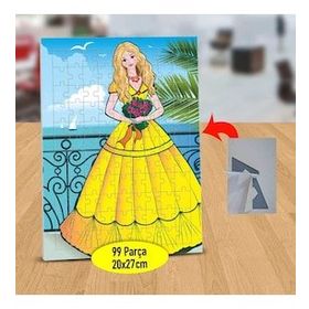 D27C Prenses Elbiseli Güzel Kız 99 Parça Puzzle Yapboz Tablo