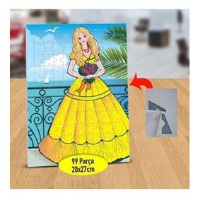 D27C Prenses Elbiseli Güzel Kız 99 Parça Puzzle Yapboz Tablo
