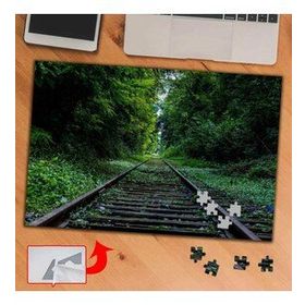 DA7F7B Ağaçlı Çimenli Tren Yolu 240 Parça Puzzle Yapboz Tablo