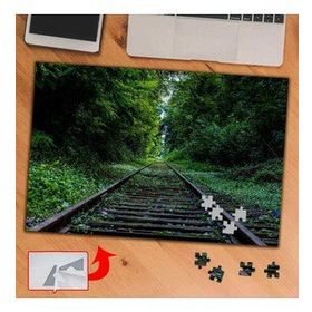 DA7F7B Ağaçlı Çimenli Tren Yolu 240 Parça Puzzle Yapboz Tablo