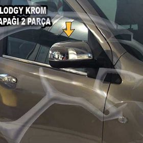 Dacia Lodgy 2013 Üzeri Paslanmaz Çelik Krom 2 Parça Ayna Kapağı