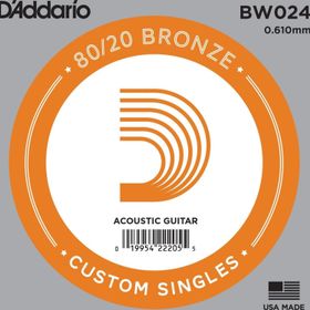 D'addario BW024 80/20 Bronze Wound 024 Sol Akustik Tek Tel